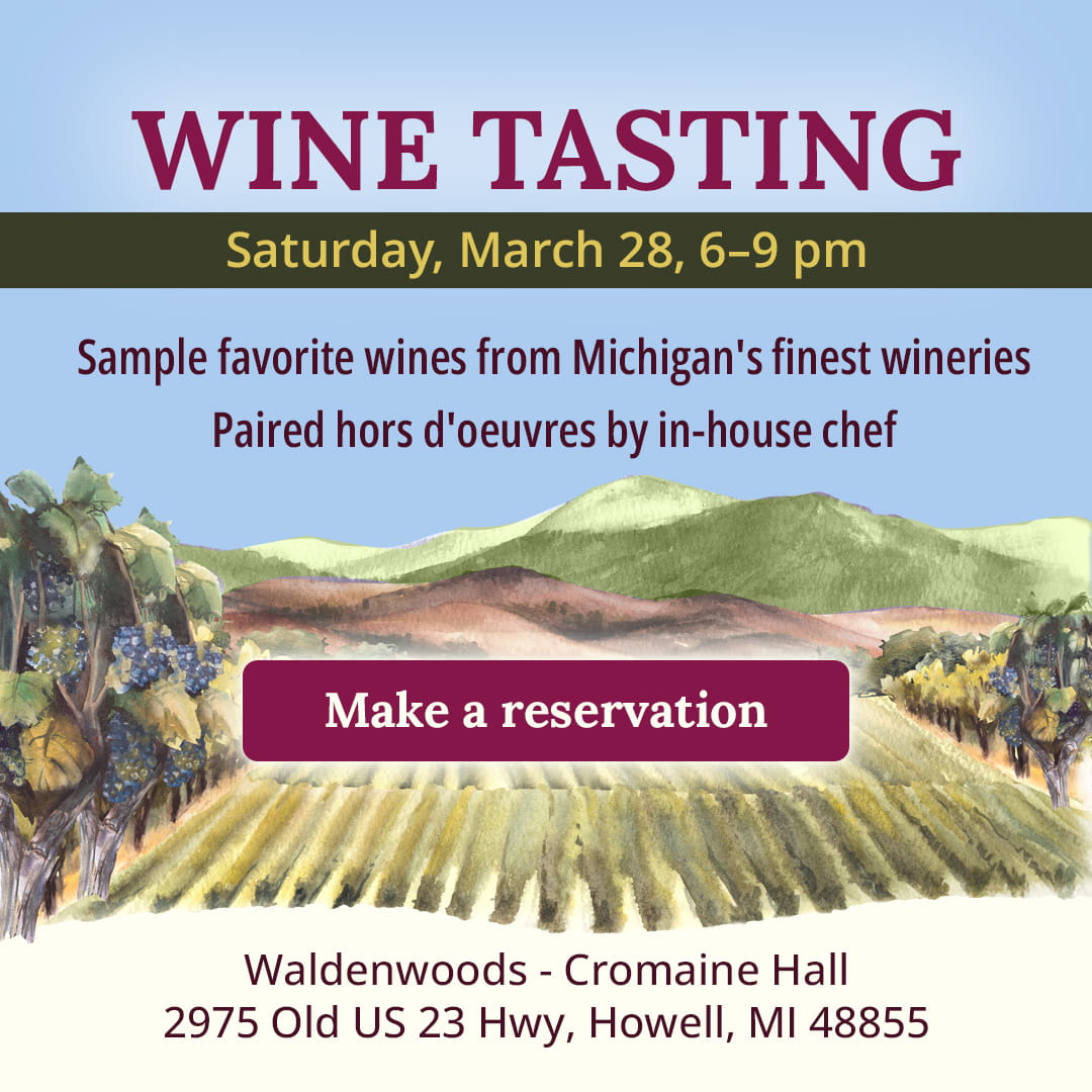 Wine Tasting at Waldenwoods Saturday March 28, 2026